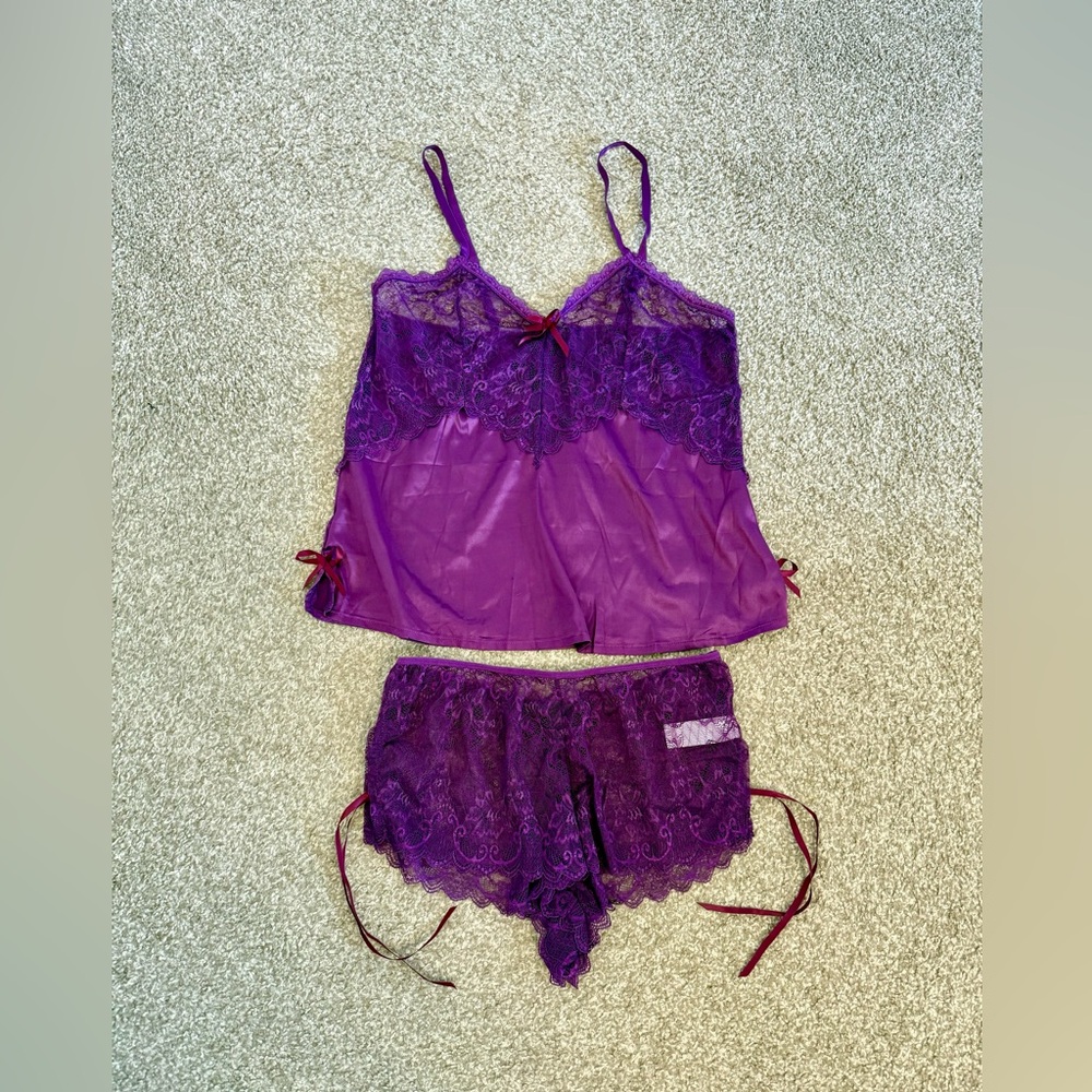 Luxurious Purple Lace Chemise Set